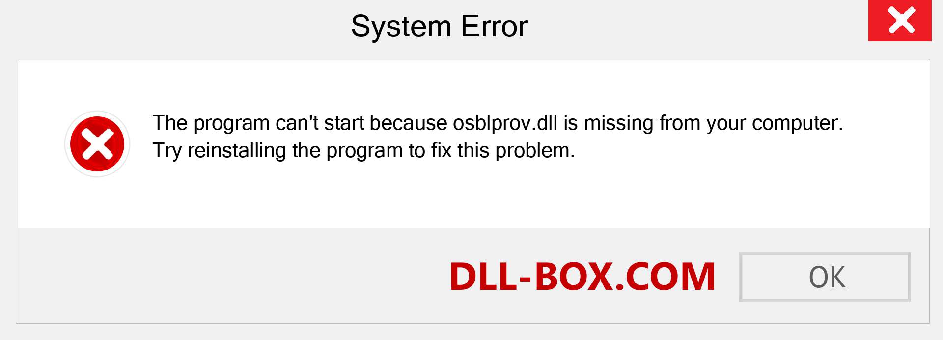  osblprov.dll file is missing?. Download for Windows 7, 8, 10 - Fix  osblprov dll Missing Error on Windows, photos, images